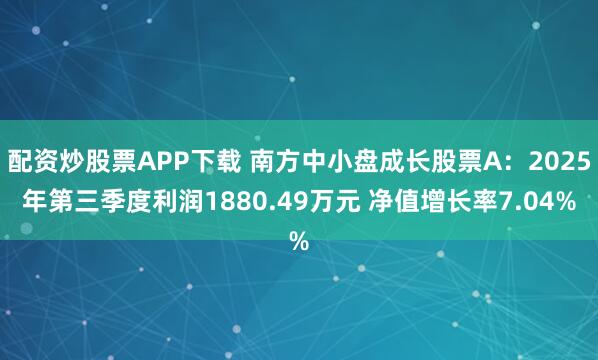 配资炒股票APP下载 南方中小盘成长股票A：2025年第三季度利润1880.49万元 净值增长率7.04%