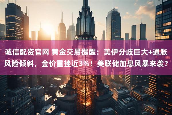 诚信配资官网 黄金交易提醒：美伊分歧巨大+通胀风险倾斜，金价重挫近3%！美联储加息风暴来袭？